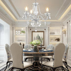 Maison Ornate 3-Light Adjustable White Acrylic Crystal Dining Chandelier with faceted details and modern elegance.