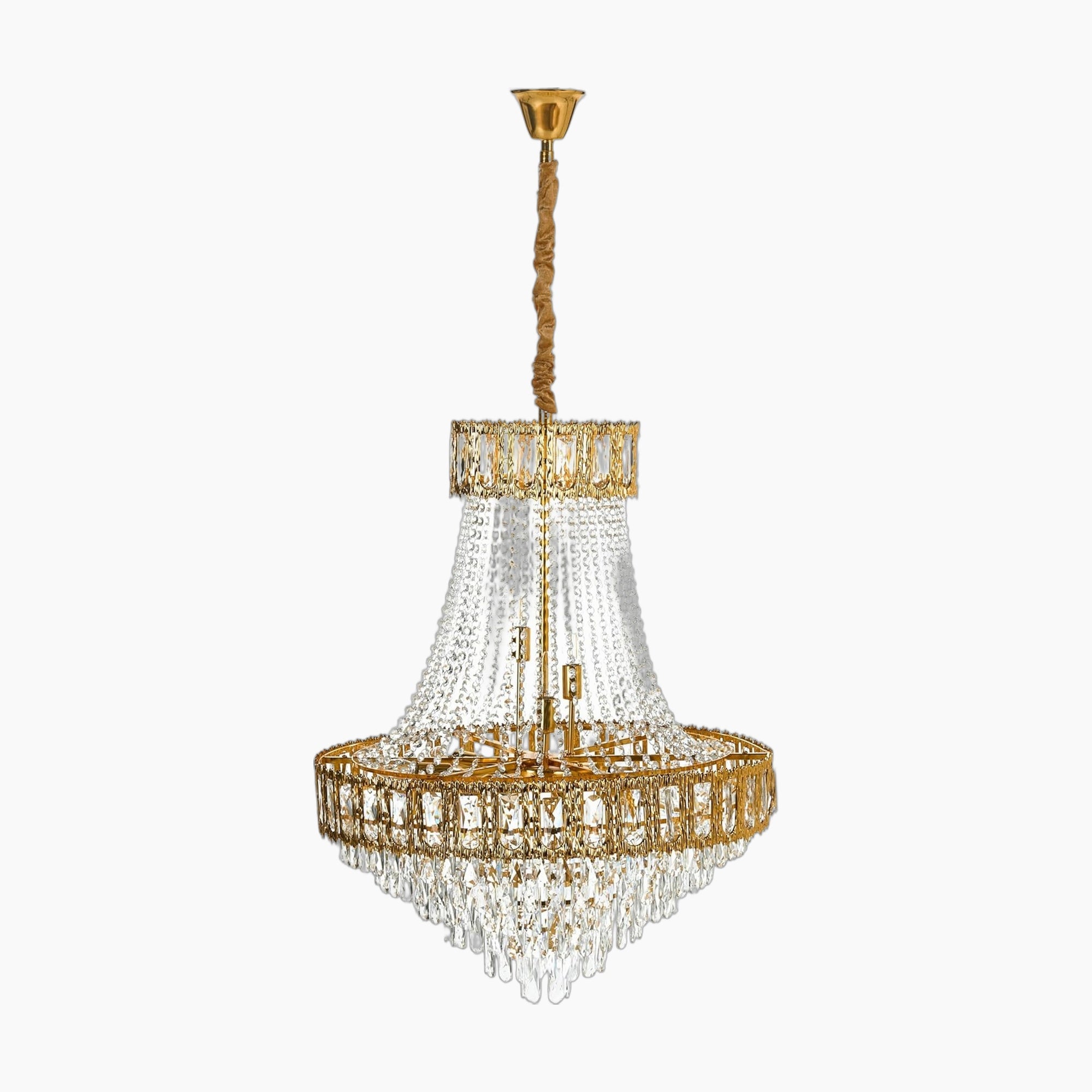 Vintage Gold Metal Crystal Chandelier 70 cm