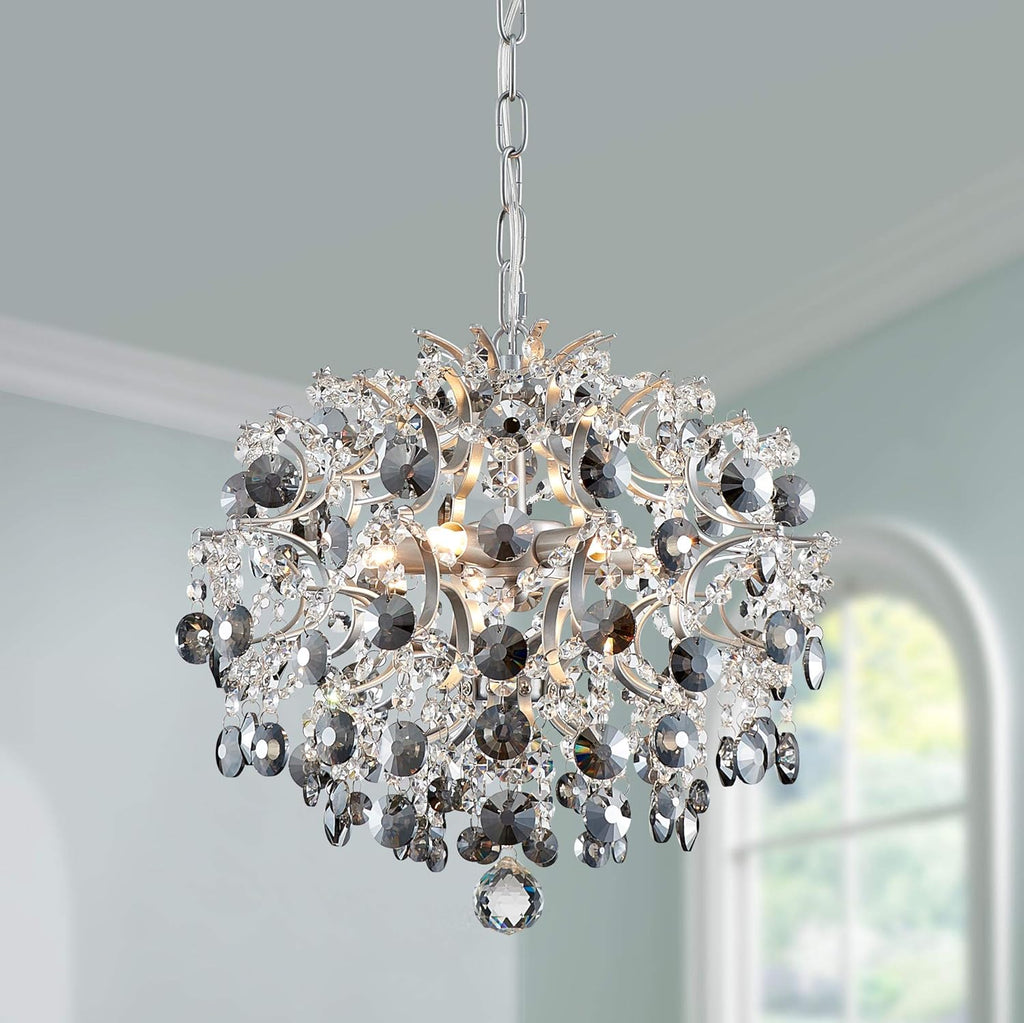 The Maison Ornate Modern Crystal Ball Raindrop Style chandelier features elegant, cascading crystal spheres.