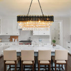 Maison Ornate Three-Tier Crystal Dining Room Chandelier with iron frame and glimmering crystals.