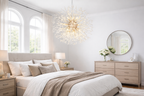 Maison Ornate Modern LED Crystal Iron Pendant Chandelier features sparkling crystals and a sleek, contemporary iron design.