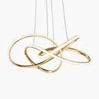 Three interlocking oval LED crystal loops form an elegant, modern postmodern chandelier design.