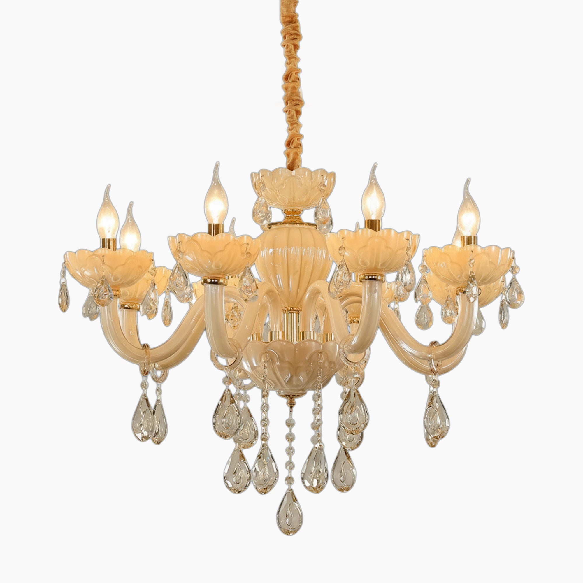 Baroque Crystal Chandelier with Ornate Pendants