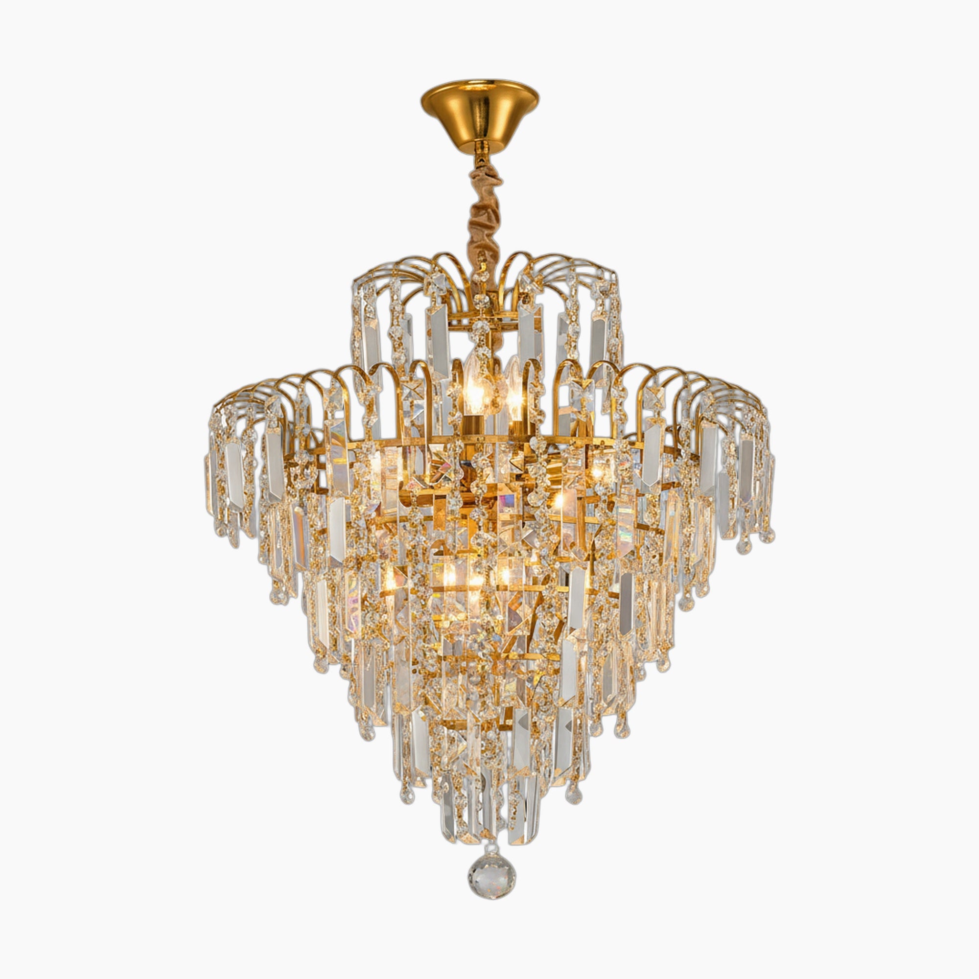 Two-Tier Round Gold Crystal Dining Room Chandelier