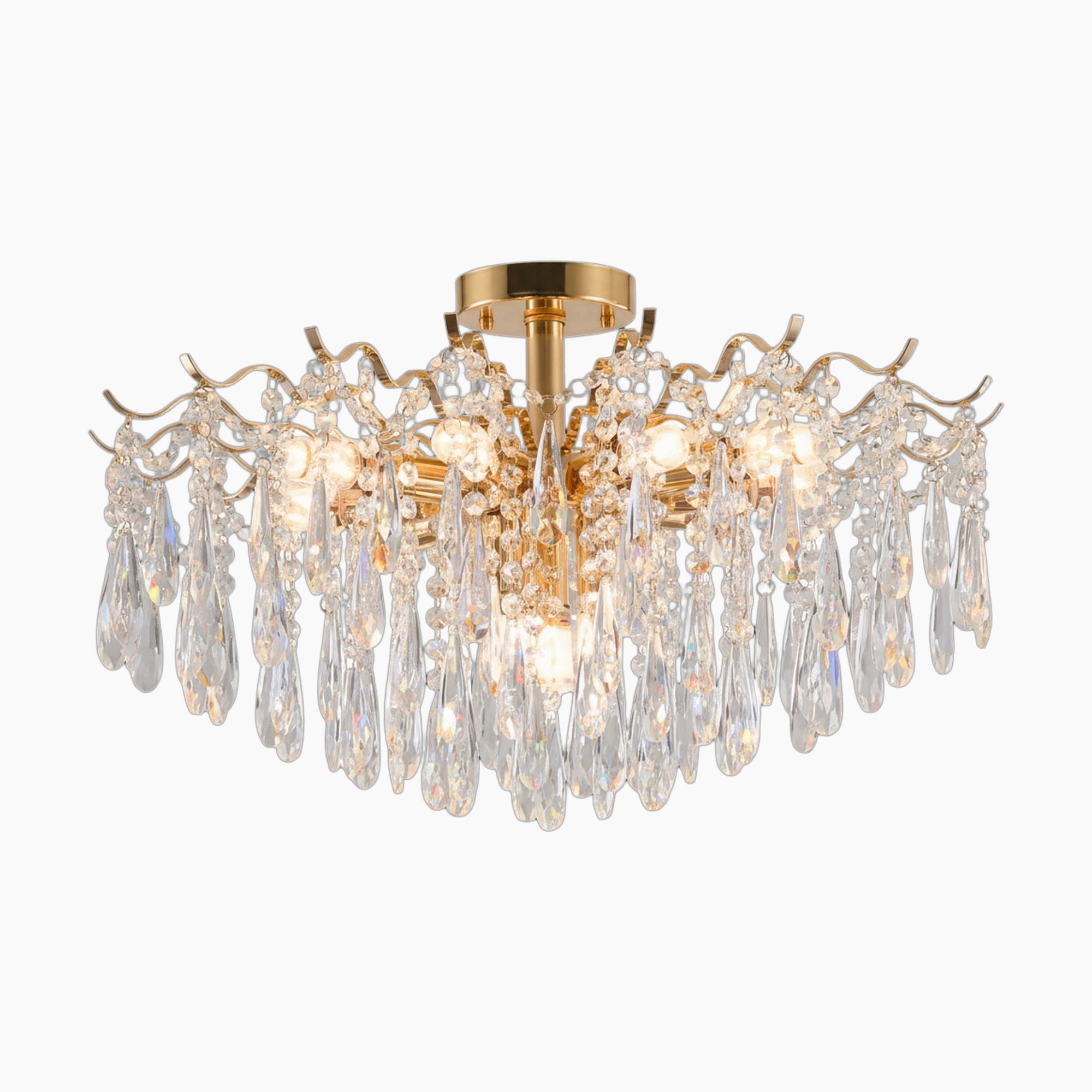 Modern Crystal Dining Room Chandelier Gold Frame