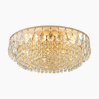 Maison Ornate Modern Art Deco chandelier with LED, crystal prisms, sparkling warm light. Luxurious chandelier design.