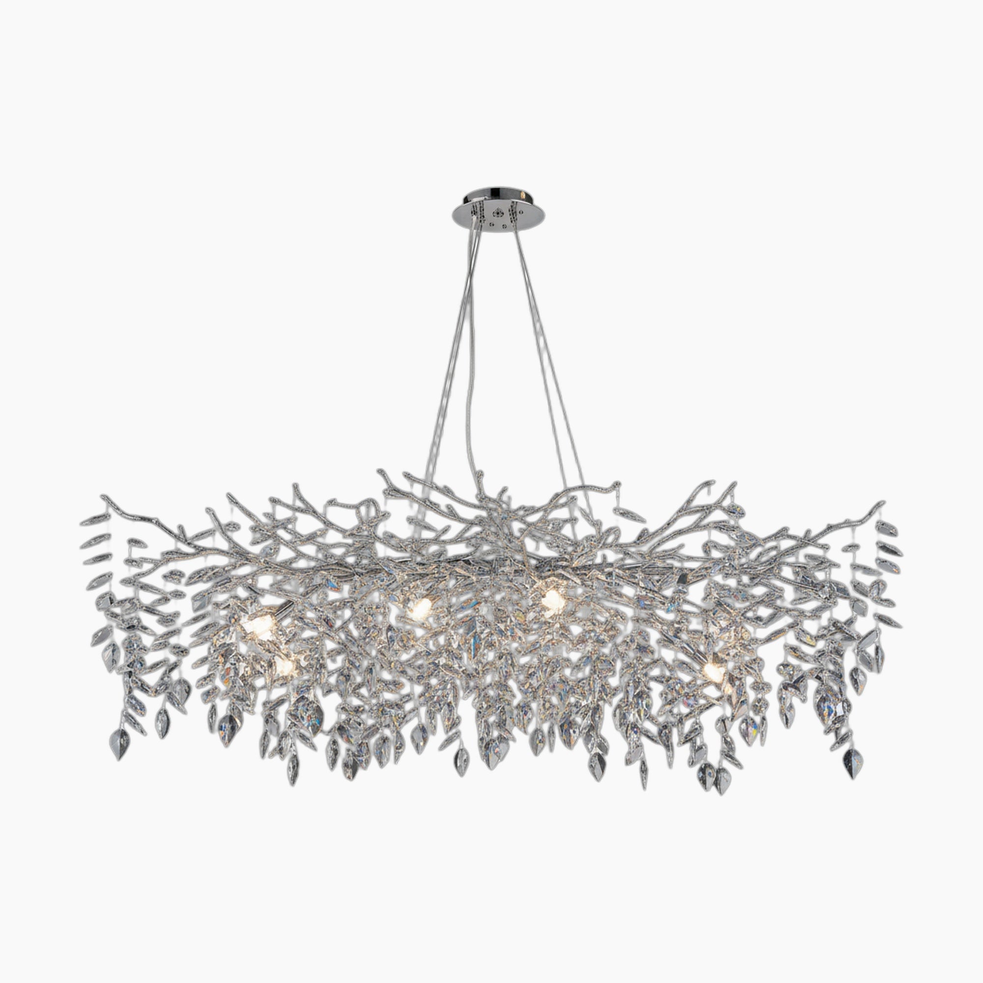 Modern Crystal Dining Room Chandelier Chrome Rounded Branches