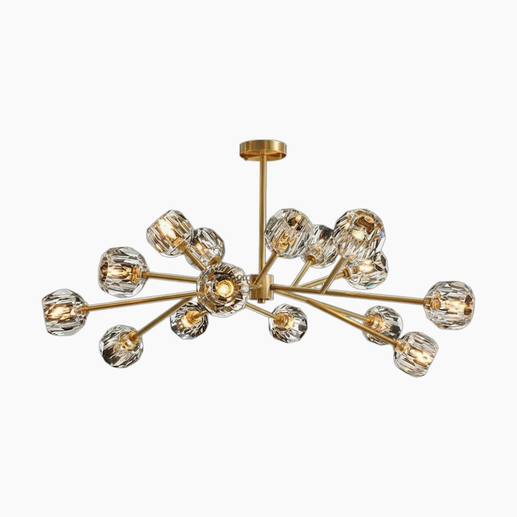 Maison Ornate Postmodern chandelier with LED lighting, multiple faceted glass shades, sleek modern silhouette.