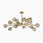 Maison Ornate Postmodern chandelier with LED lighting, multiple faceted glass shades, sleek modern silhouette.