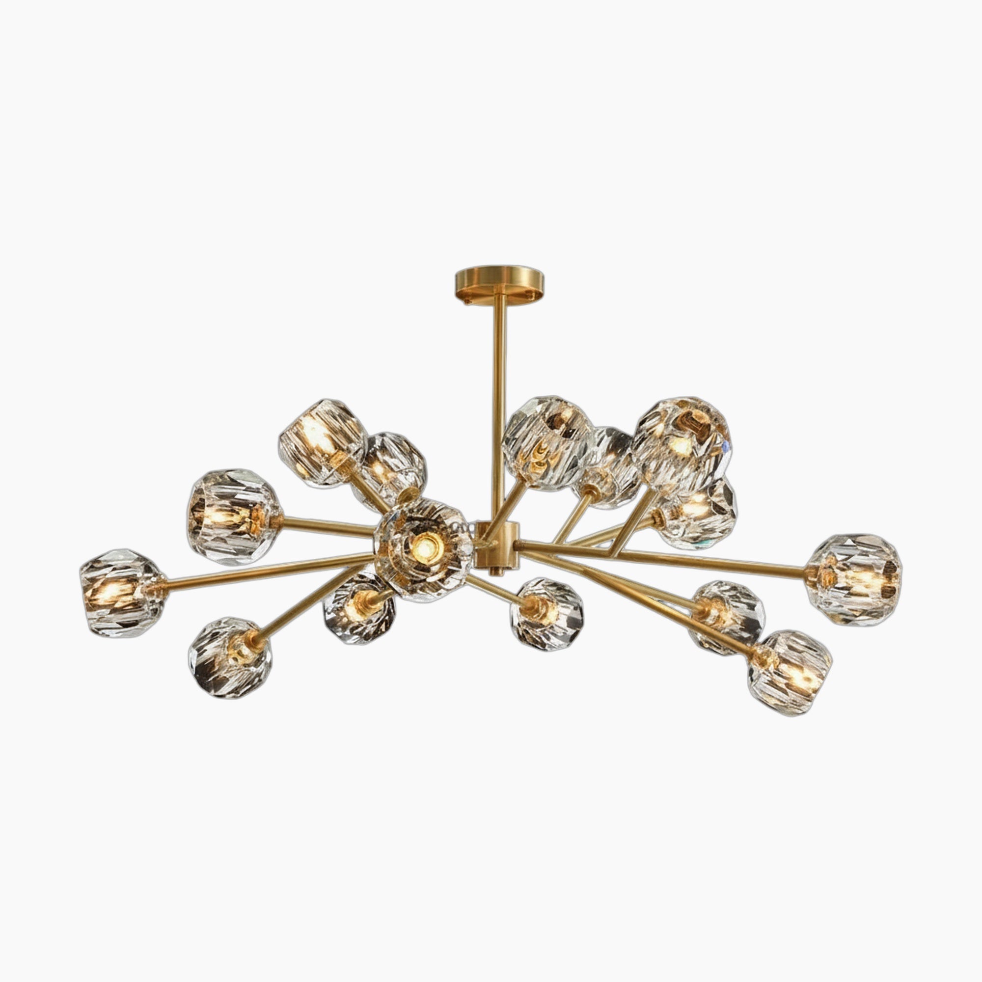 Maison Ornate Postmodern chandelier with LED lighting, multiple faceted glass shades, sleek modern silhouette.