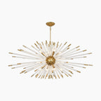 Maison Ornate Golden Crystal Dandelion chandelier with starburst design and radiating rods.