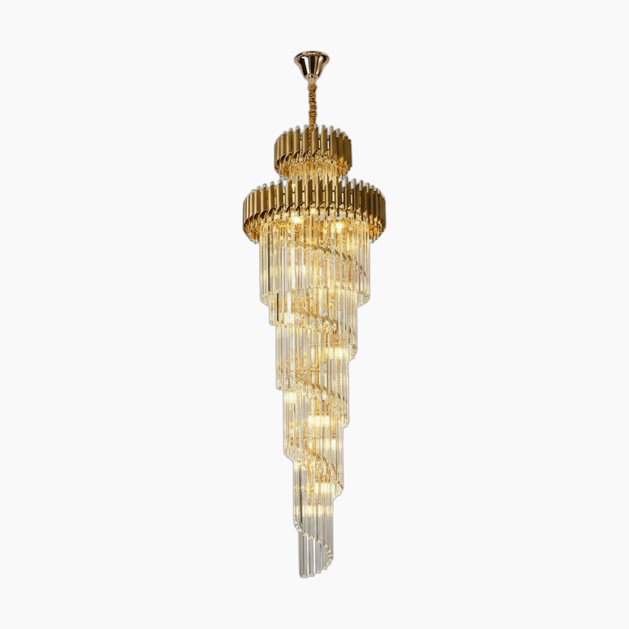 Vintage Crystal Chandelier with LED Spiral for High Ceilings