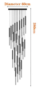 Luxury Nordic Crystal Chandelier with varying vertical rods, 60 cm diameter, 380 cm height.