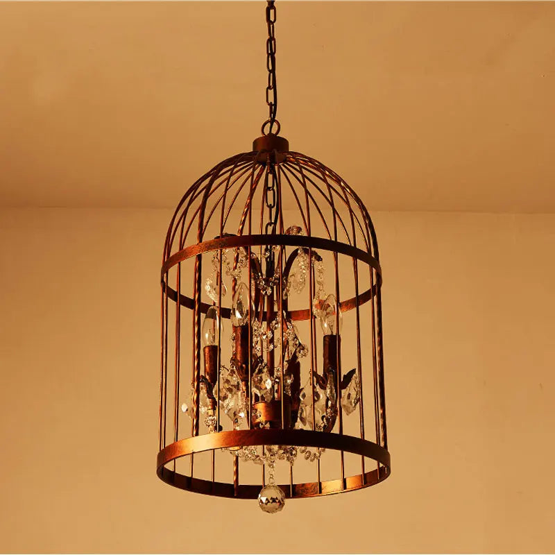 Maison Ornate Vintage Crystal Chandelier features sparkling accents in a unique bird cage frame.