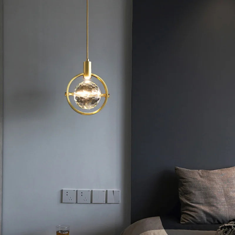 Maison Ornate Elegant Crystal Chandelier features a gold postmodern frame and glass globe design.
