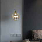 Maison Ornate Elegant Crystal Chandelier features a gold postmodern frame and glass globe design.