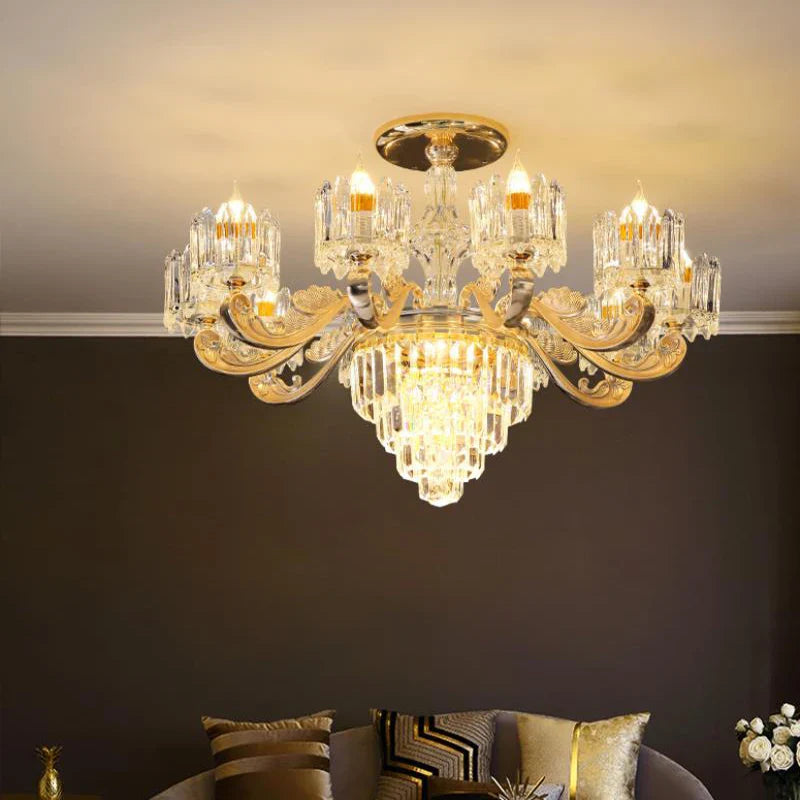 Lustre baroque en cristal élégant avec détails raffinés pour intérieur chic