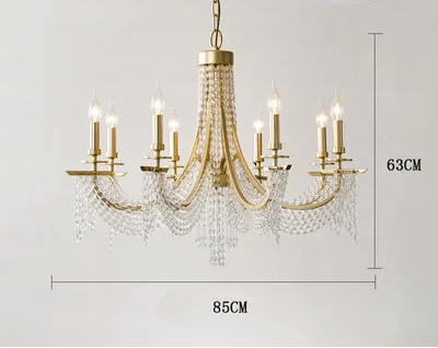 Lustre baroque en cristal avec anneaux minimalistes dorés et modernes nordiques