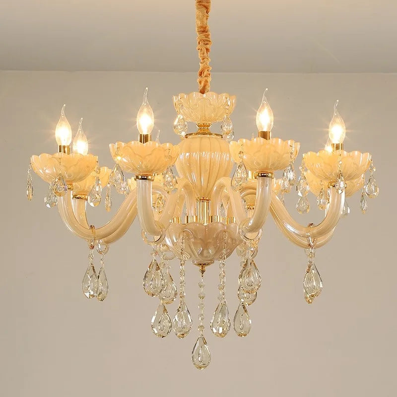 Baroque Crystal Chandelier with Ornate Pendants