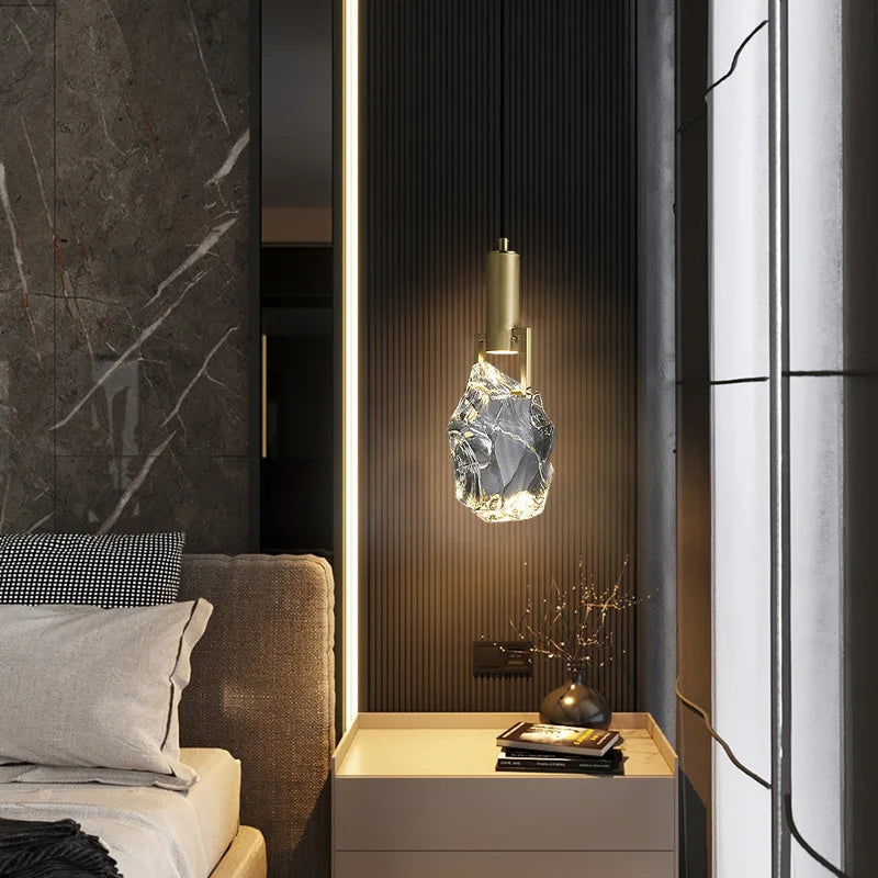 Maison Ornate Modern Minimalist Copper Crystal Bedroom Chandelier with intricate crystal accents and sleek copper finish.