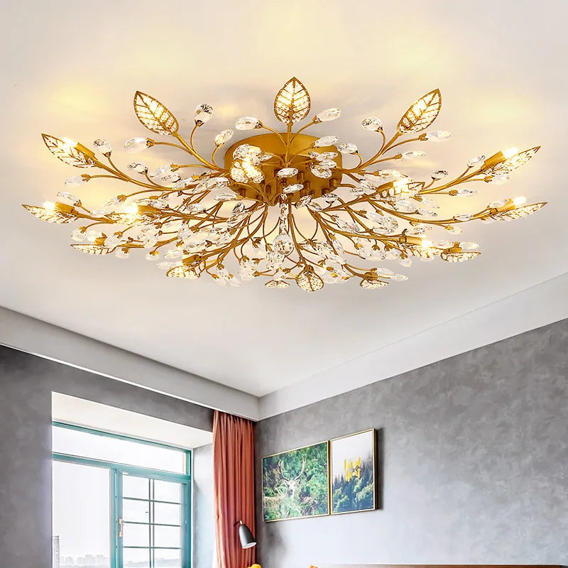 Maison Ornate gold or black crystal chandelier with LED, modern design, for ceiling lighting.