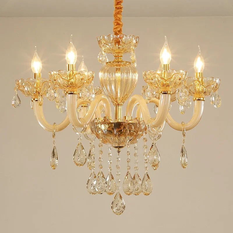 Baroque Crystal Chandelier with Ornate Pendants