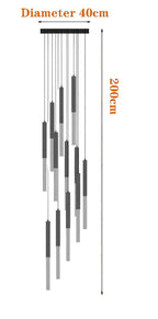 Luxury Nordic crystal chandelier with 40 cm round base, elongated rods, and stunning 200 cm drop.