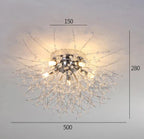 Ornate crystal branch LED chandelier with multiple arms, 150x280x500 mm, elegant and warm lighting.
