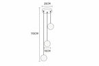 Nordic-style chandelier with three crystal spheres, LED compatible, modern design, 110 cm height.