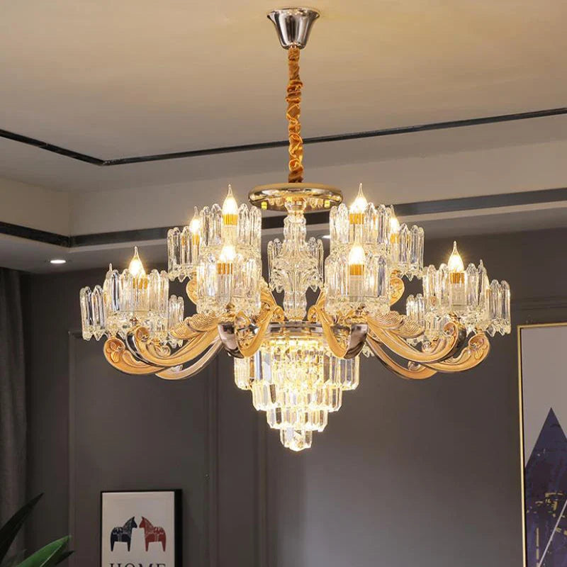 Baroque Crystal Chandelier with Detailed Interior