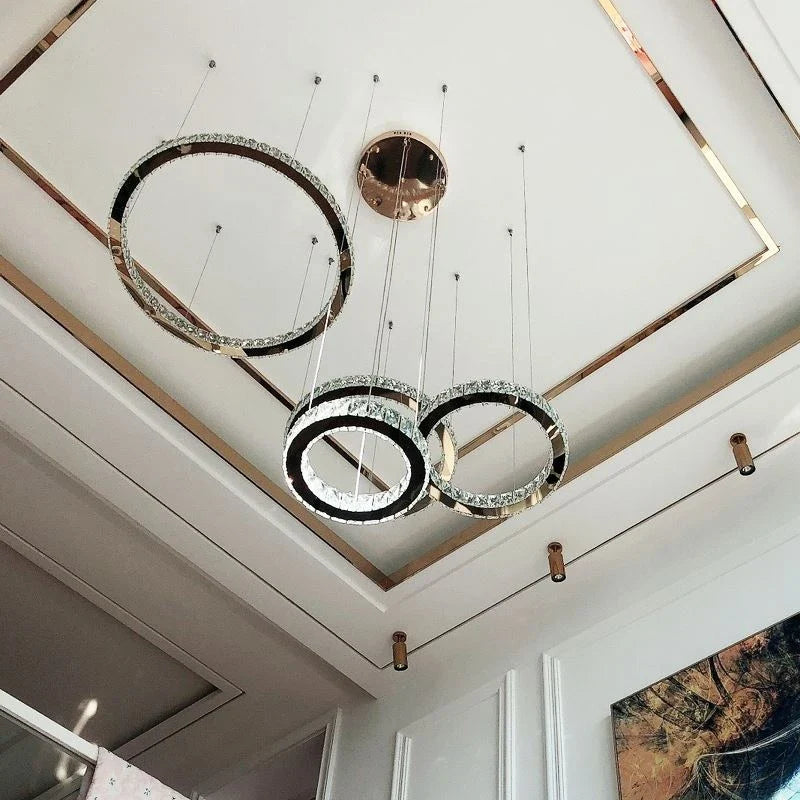 Modern Steel Crystal Dining Room Chandelier