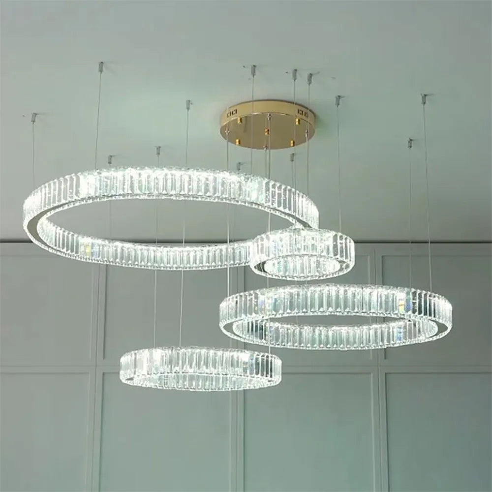 Modern Steel Crystal Dining Room Chandelier