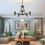Maison Ornate Industrial Crystal Chandelier, Iron Forged 5-Head E14 with sparkling crystal accents.