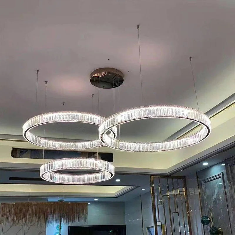Modern Steel Crystal Dining Room Chandelier