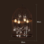 Maison Ornate Art Deco Crystal Chandelier with black iron cage frame and hanging crystals, 60x35 cm.