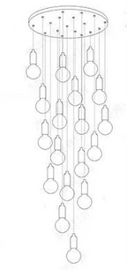 Cascading Postmodern Maison Ornate LED crystal chandelier with suspended bulbs and round plate design.