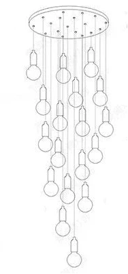 Cascading Postmodern Maison Ornate LED crystal chandelier with suspended bulbs and round plate design.