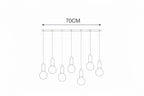 Seven-bulb postmodern crystal LED chandelier, 70 cm bar, minimalist design with hanging cords.