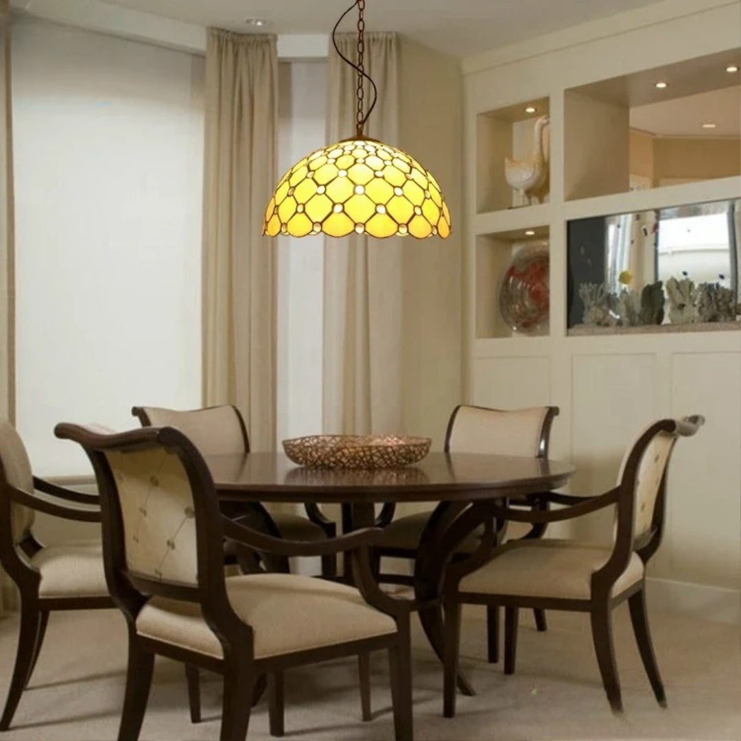 Maison Ornate’s Vintage Crystal Bead Chandelier with ornate crystal beads and elegant lighting effect.