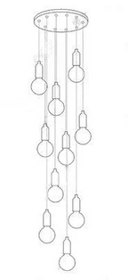 Maison Ornate postmodern chandelier with nine crystal LED bulbs suspended from a round ceiling mount.