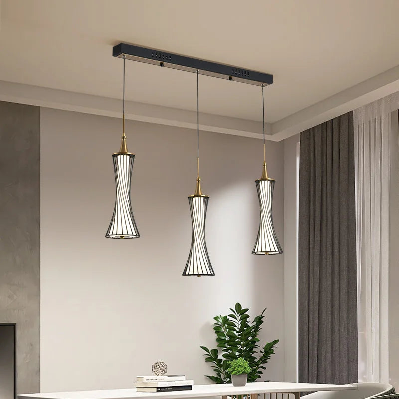 The Maison Ornate Modern LED Crystal Chandelier with three fluted glass shades, sleek fixture.