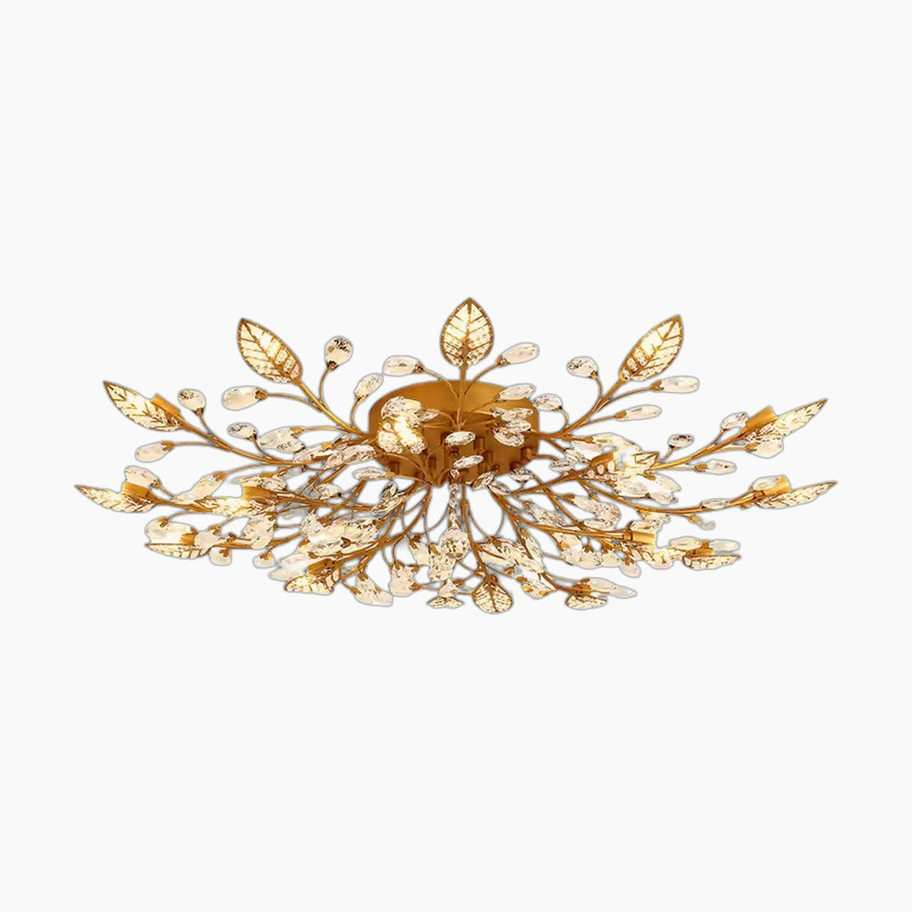 Art Deco LED Iron Crystal Branch Chandelier