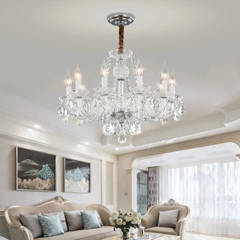 Lustre baroque en cristal aux nuances dorées pour intérieur élégant