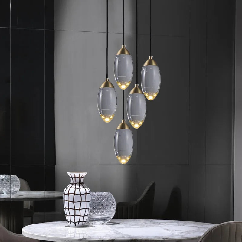 Maison Ornate Crystal Chandelier, minimalist copper K9 design, elegant lighting with sparkling crystal details.