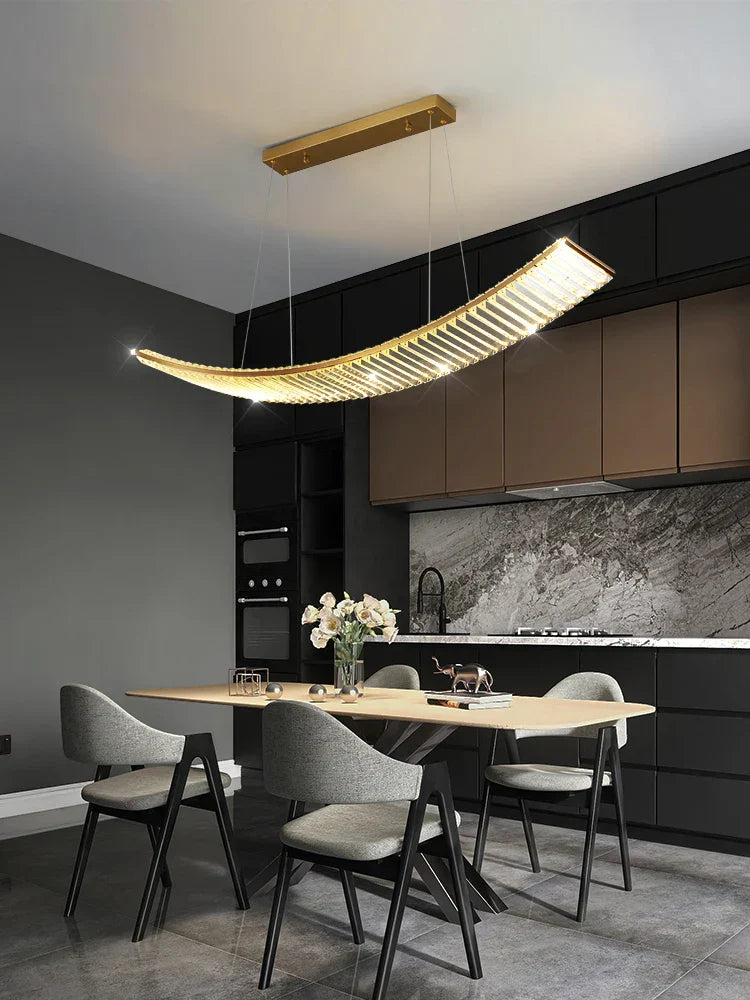 Maison Ornate Modern Gold Crystal Restaurant Chandelier with intricate gold frame and glimmering crystal accents.