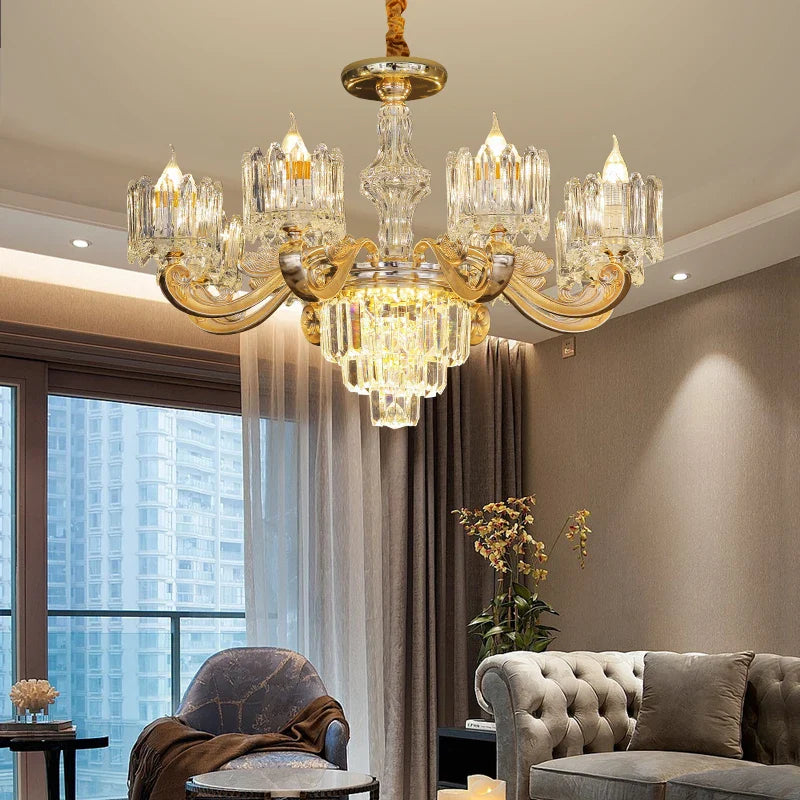 Lustre baroque en cristal élégant avec détails raffinés pour intérieur chic