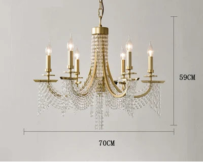 Lustre baroque en cristal avec anneaux minimalistes dorés et modernes nordiques