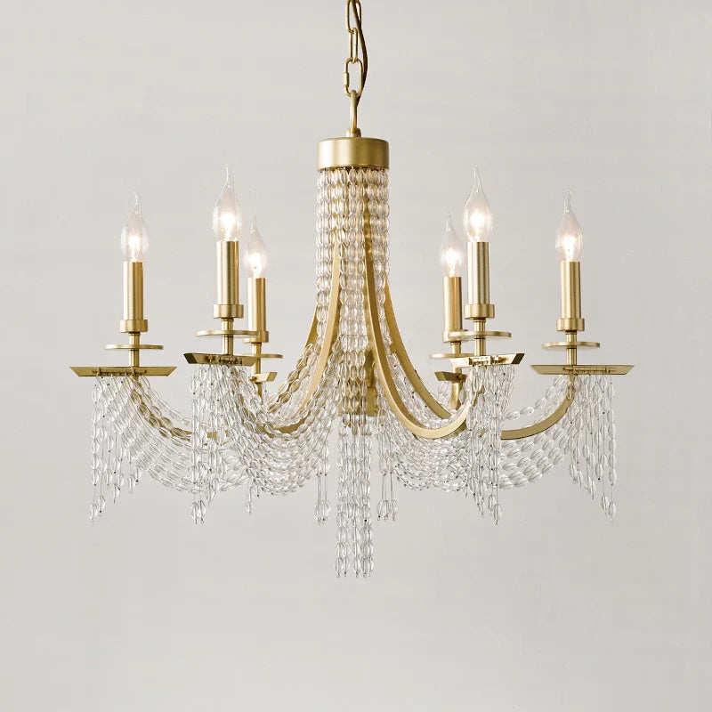 Lustre baroque en cristal avec anneaux minimalistes dorés et modernes nordiques