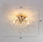 Maison Ornate Crystal Branch LED chandelier with metallic wires, crystal accents, and warm modern lighting.