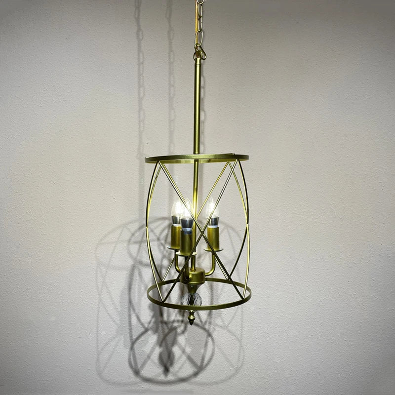 Three-Head Industrial Vintage Crystal Chandelier
